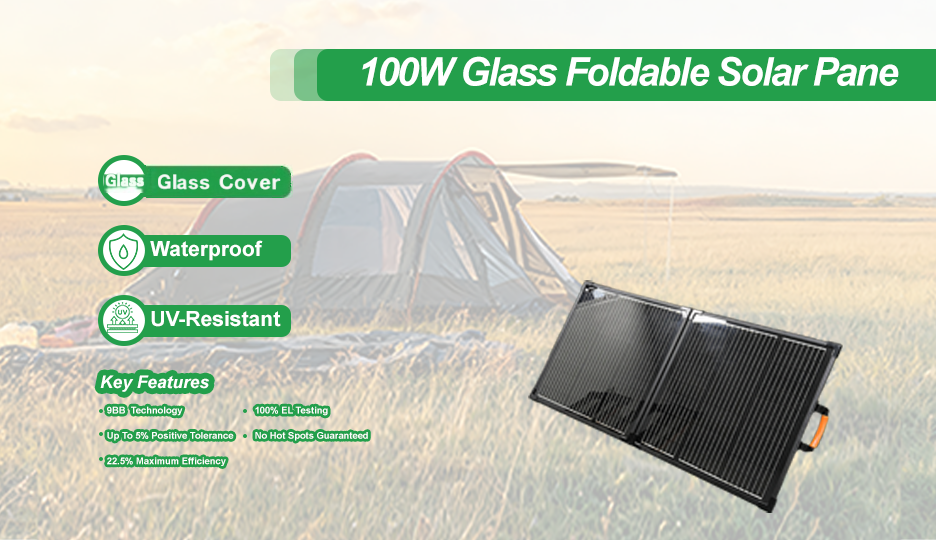 100W Glass Foldable Solar Panel